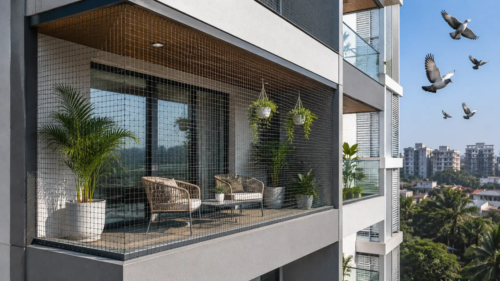 After Balcony Safety Net Installation
